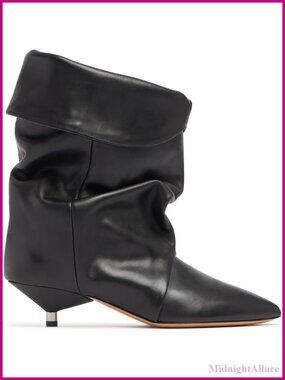Womens Suede Slouchy Fold Over Ankle Boots Kitten Heel Booties
